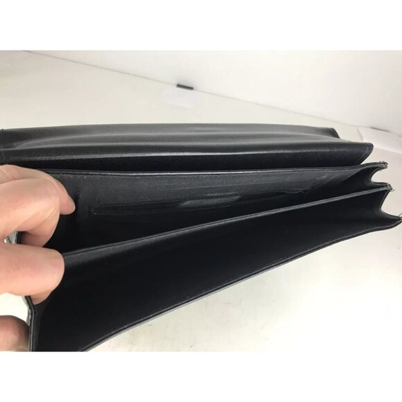 Moda Italiana Unisex Black Leather Inner Dividers Detachable Strap Shoulder Bag - Picture 9 of 10